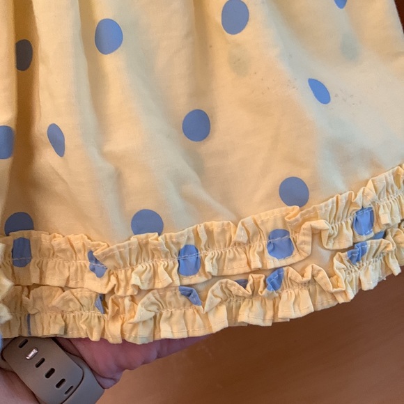 👶🏽 5/$10 yellow dress, blue polka dots - Picture 4 of 6